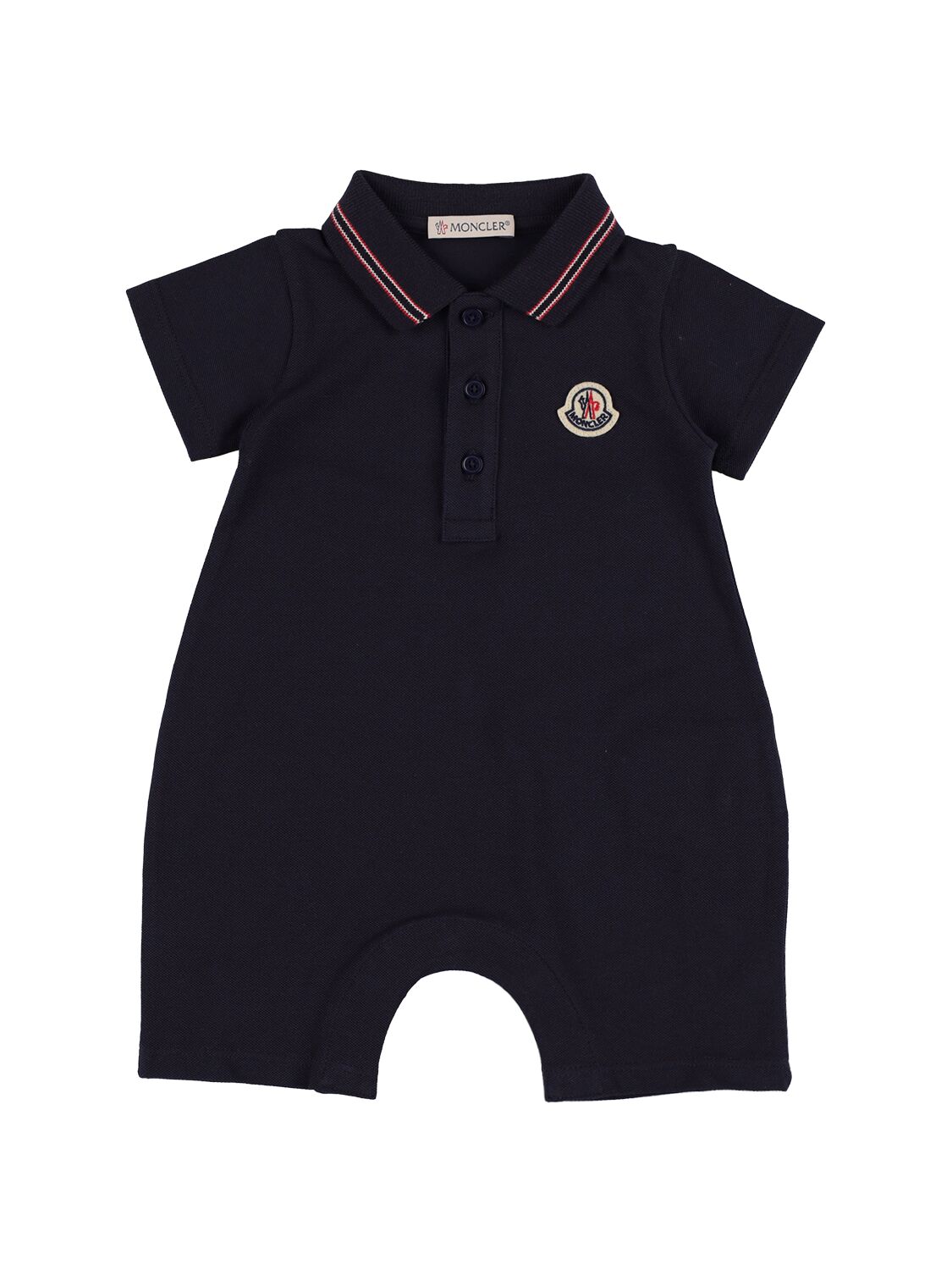 Moncler Babies' Logo Patch Cotton Blend Romper In Black