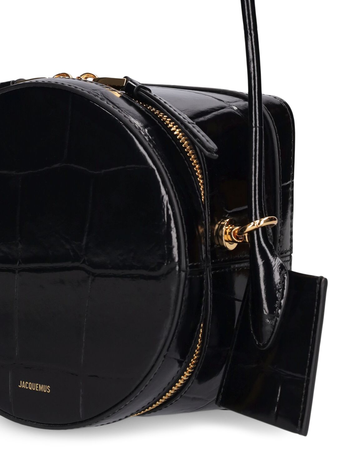 Shop Jacquemus Le Vanito Croc Embossed Leather Bag In Black