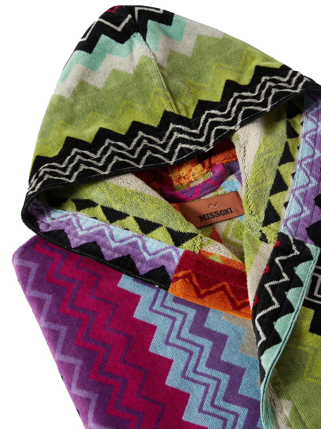 Shop Missoni Home Collection Giacomo Hooded Short Bathrobe In Multicolor