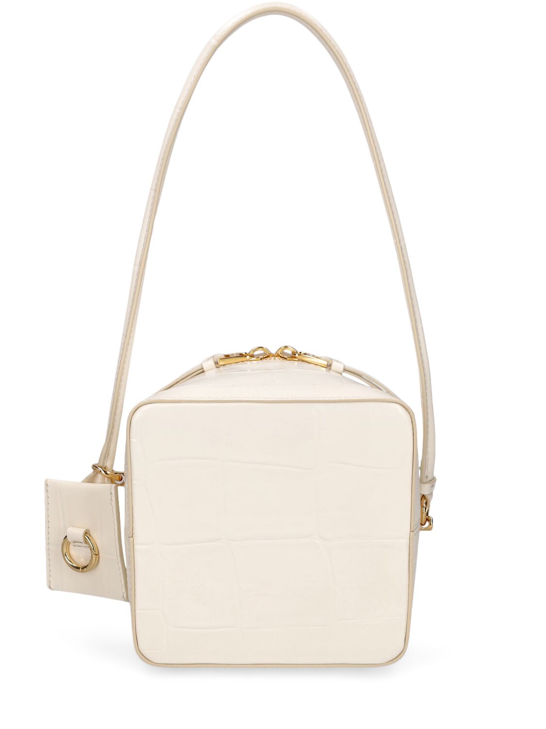 Shop Jacquemus Le Vanito Croc Embossed Leather Bag In Light Ivory