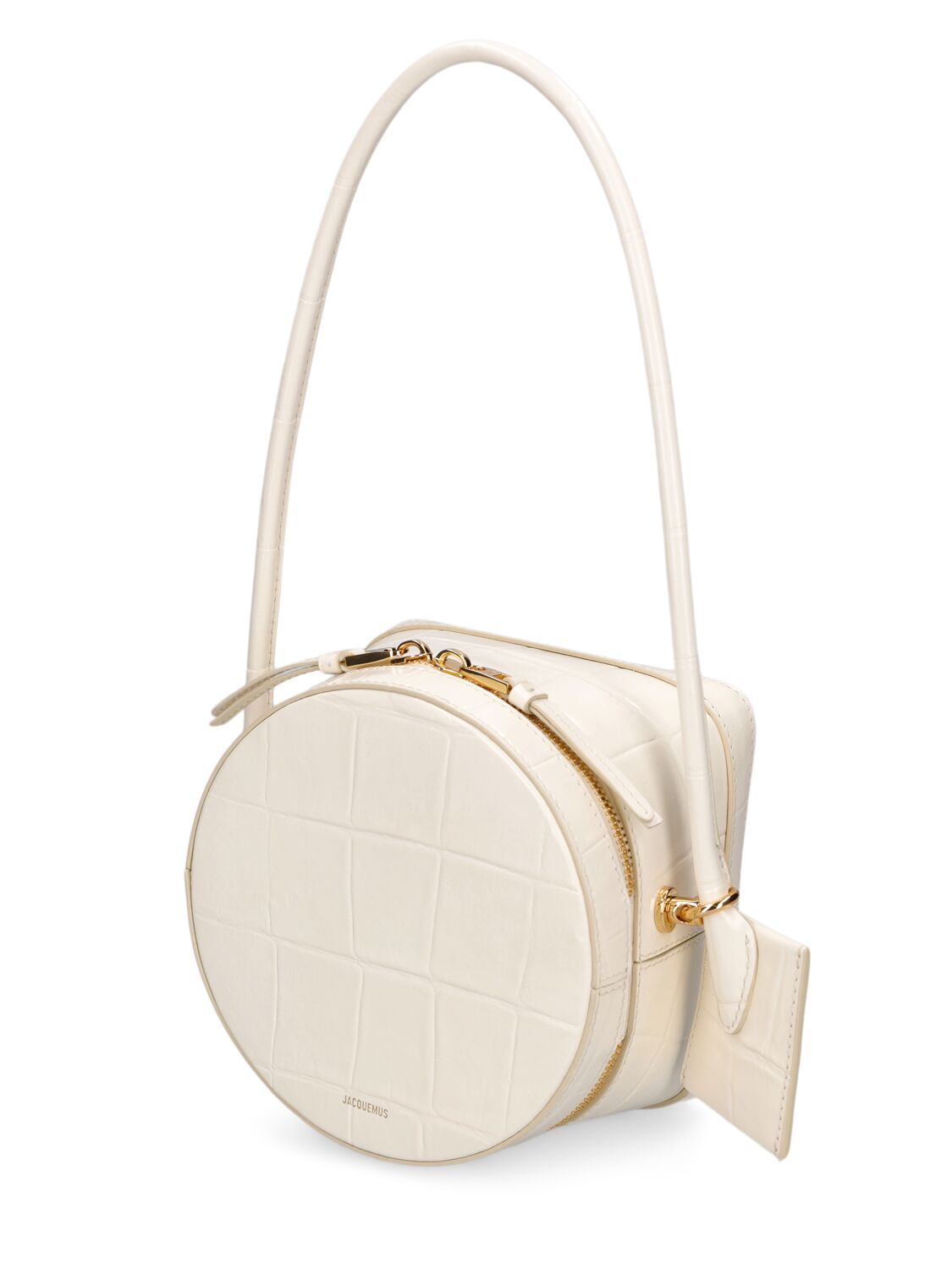 Shop Jacquemus Le Vanito Croc Embossed Leather Bag In Light Ivory