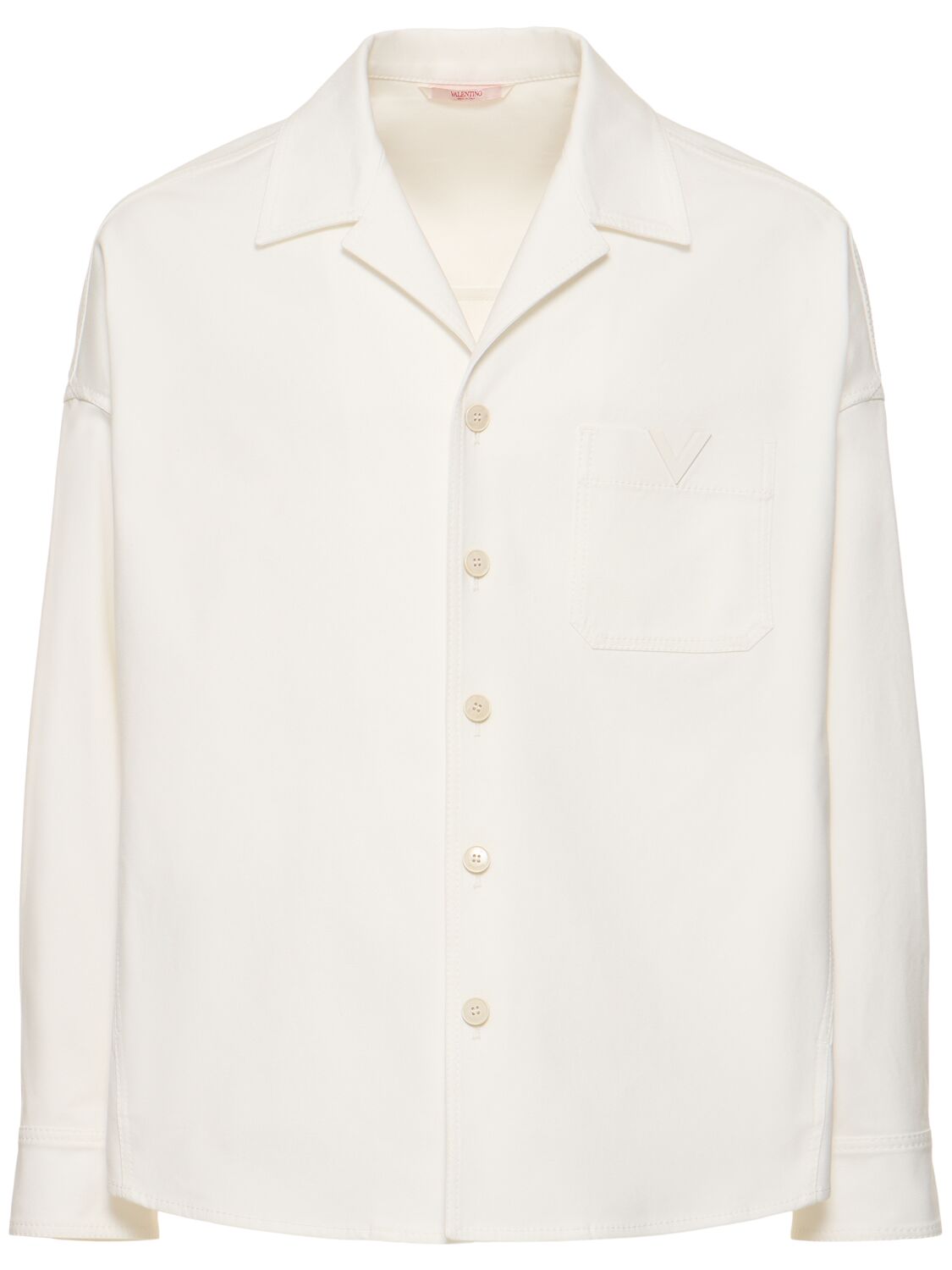 Valentino Stretch Cotton Canvas Caban Jacket In Ivory