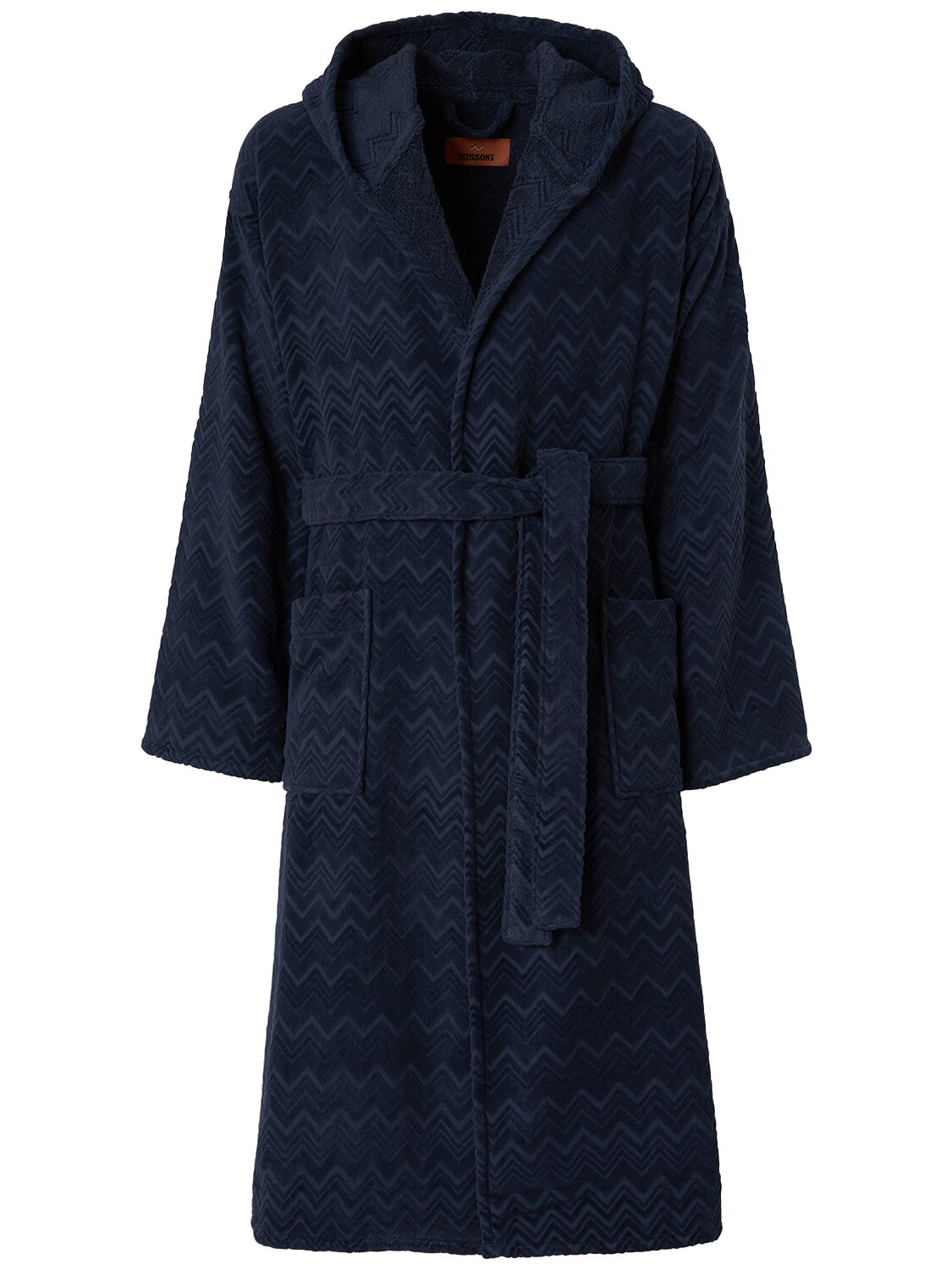 Missoni Home Collection Chalk Hooded Bathrobe In Blue