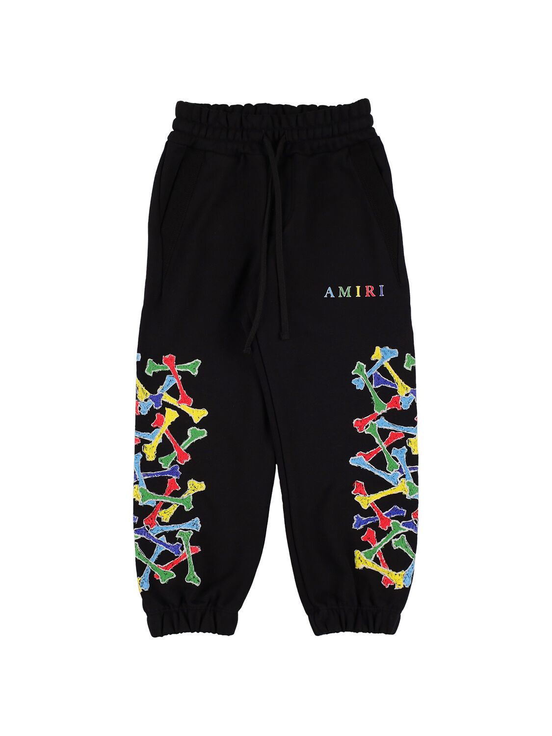Amiri Kids' Printed Cotton Sweatpants In 黑色