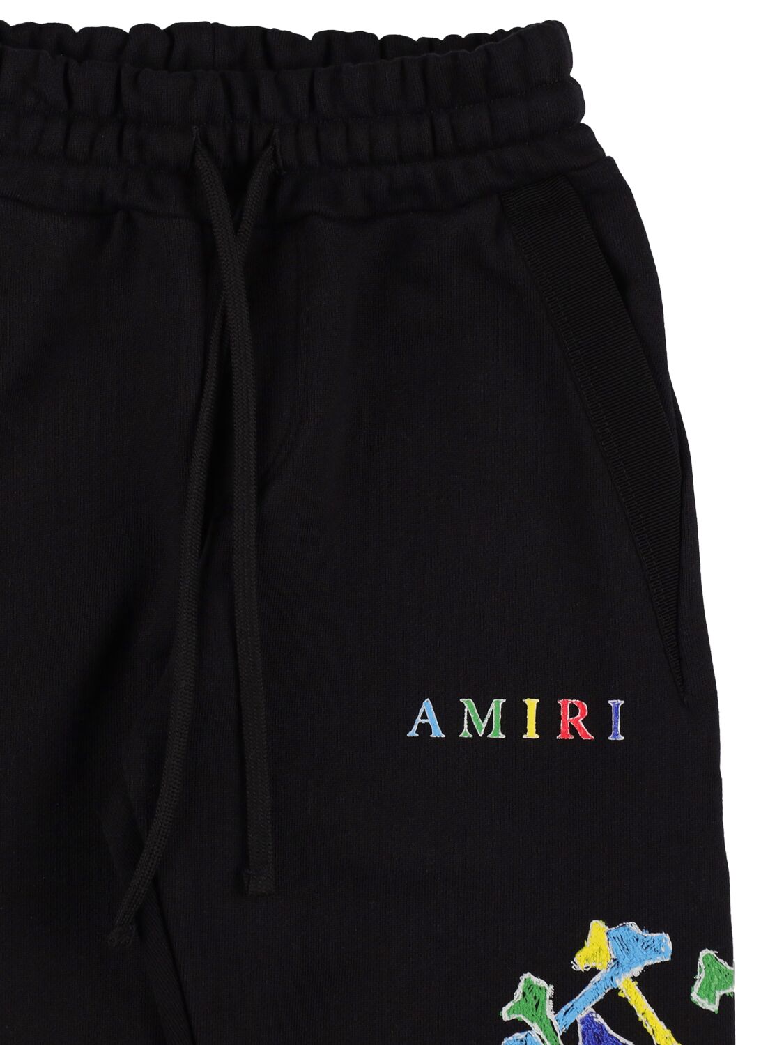 Shop Amiri Printed Cotton Sweatpants In 黑色