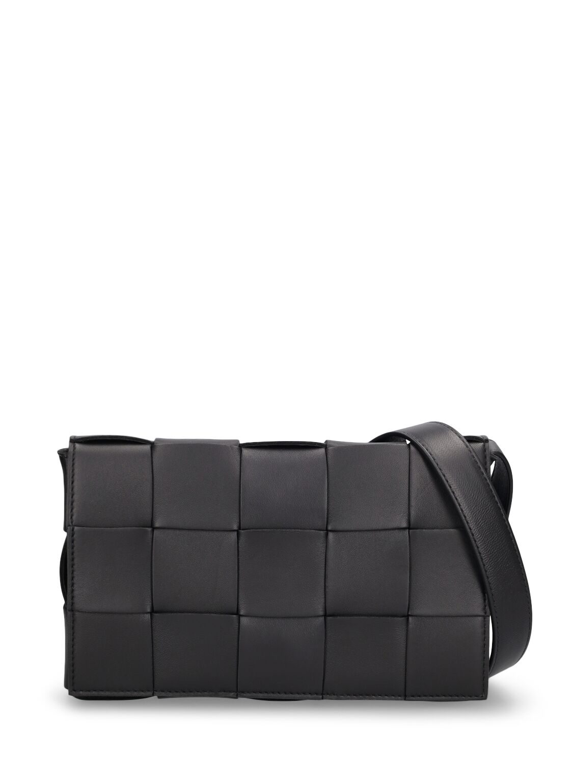 Bottega Veneta Cassette Leather Shoulder Bag In Black