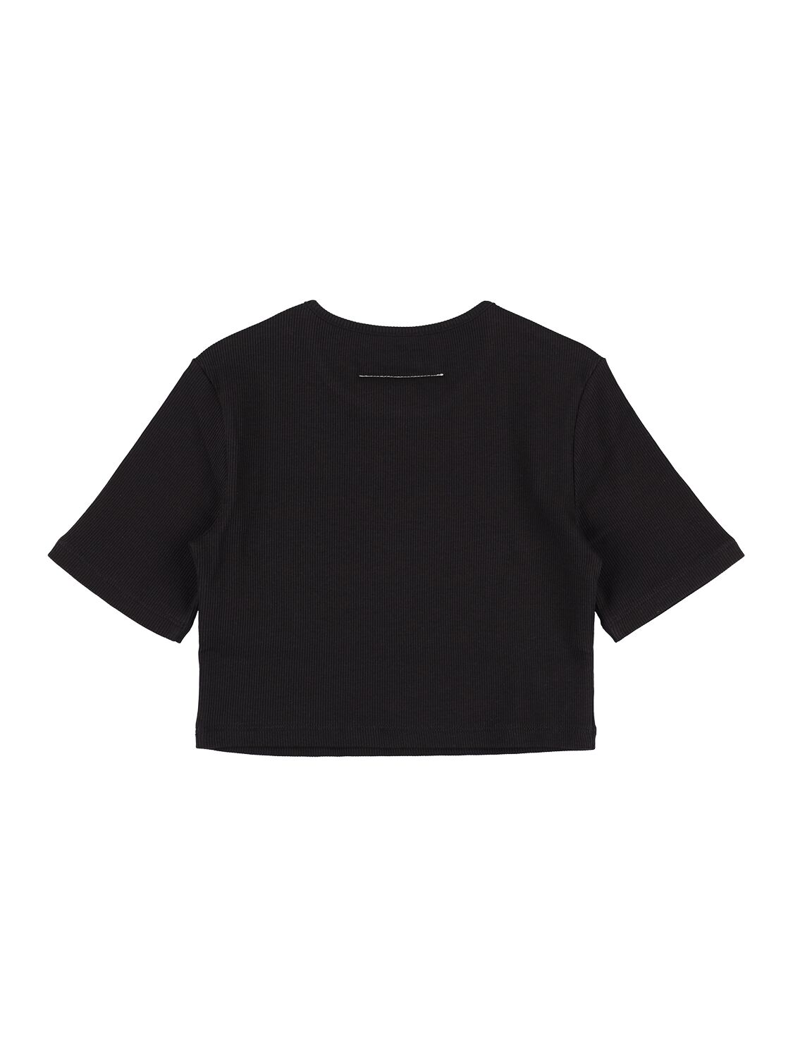 Shop Mm6 Maison Margiela Cotton Jersey Crop T-shirt W/ Patch In Black