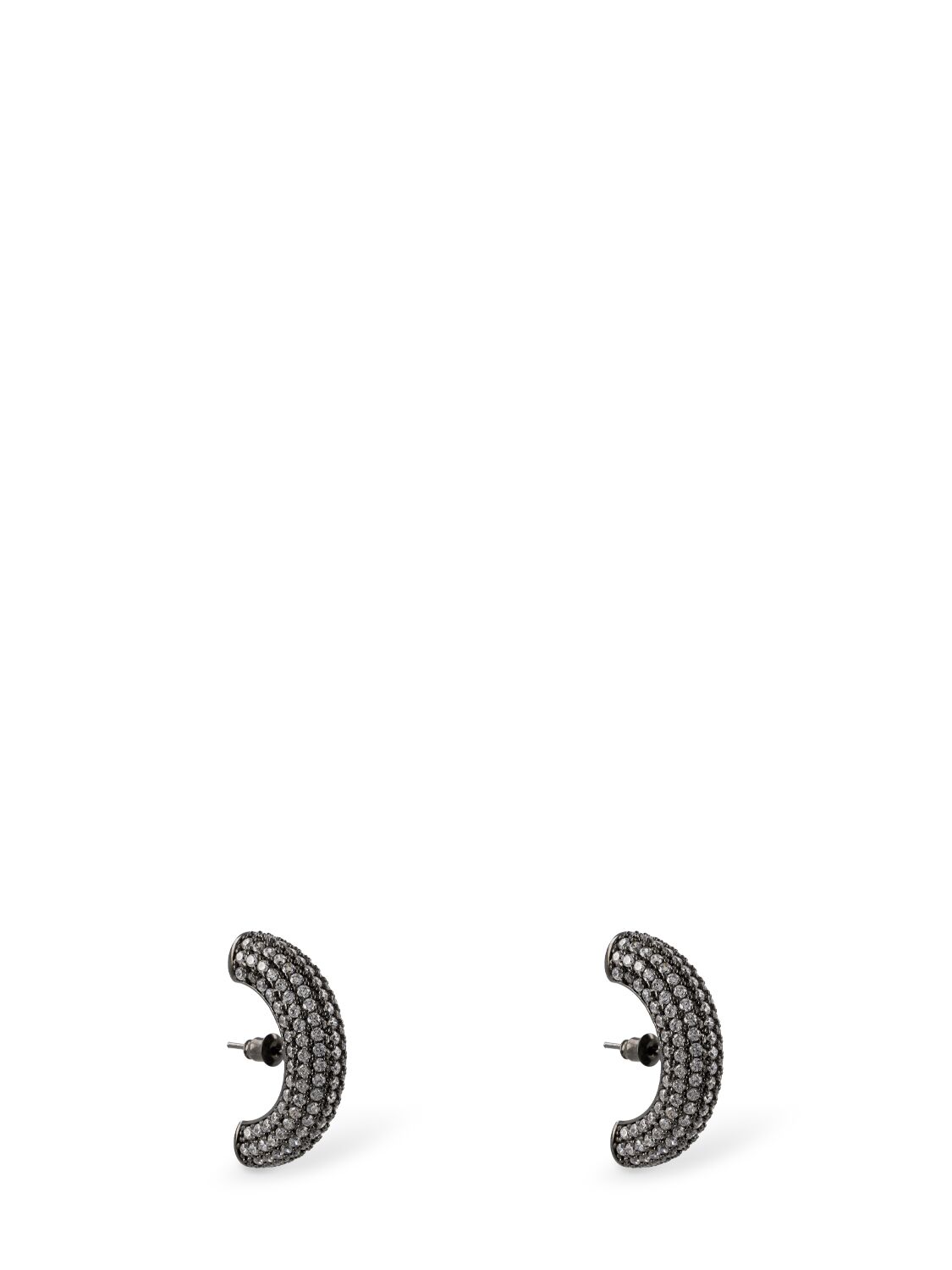 Image of Half Moon Crystal Hoop Earrings