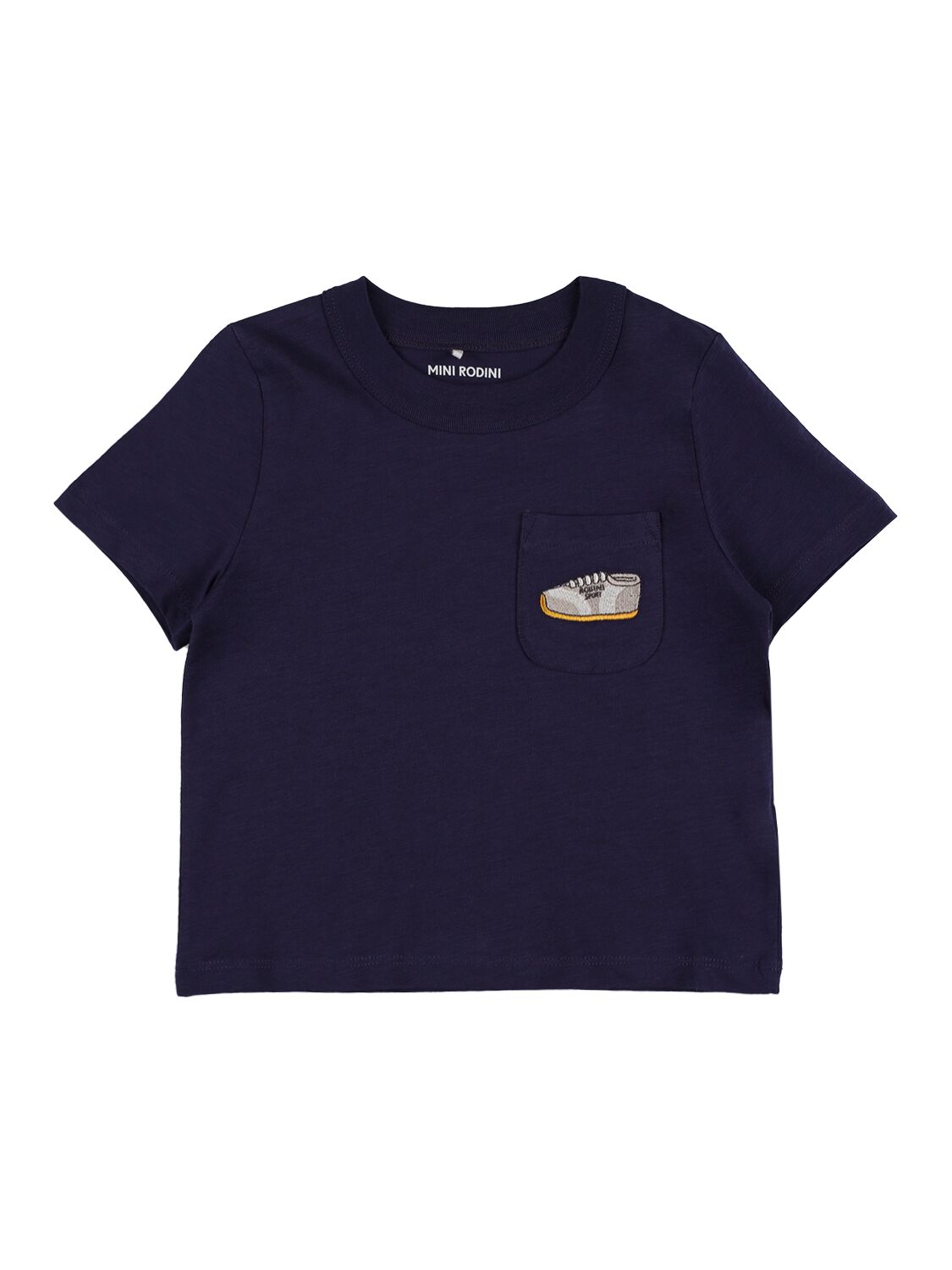 Mini Rodini Babies' Embroidered Cotton T-shirt In Navy
