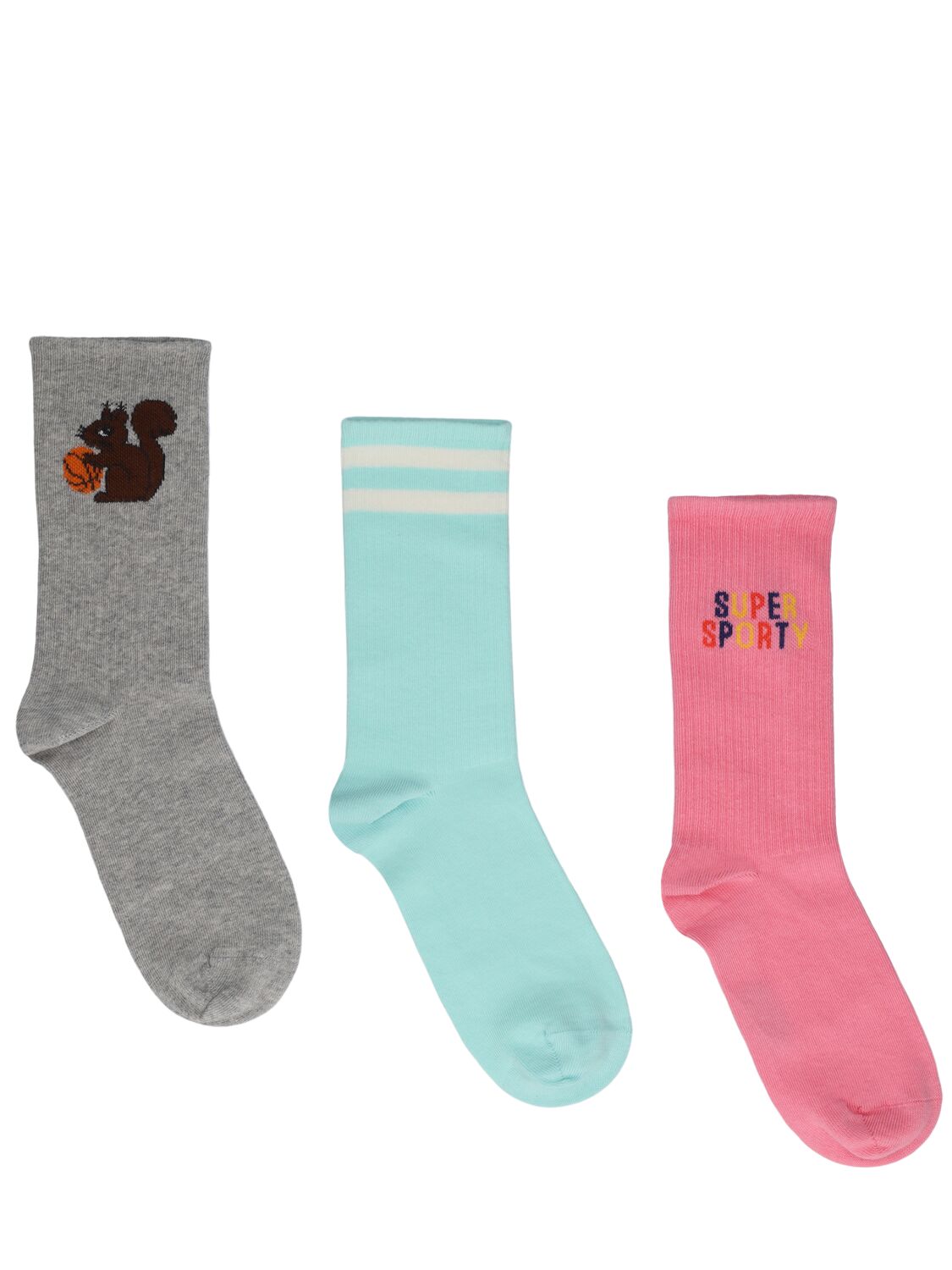 Mini Rodini Kids' Set Of 3 Organic Cotton Non-slip Socks In Pink