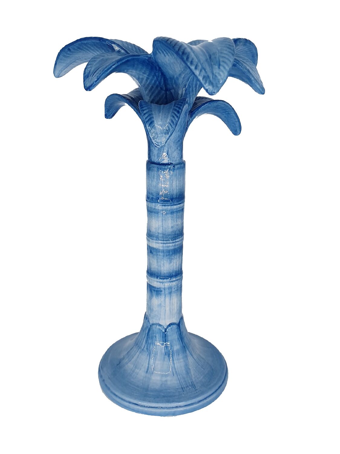 Les Ottomans Big Palm Tree Candle Holder In Blue