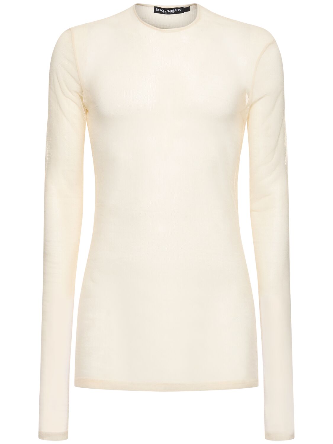 Dolce & Gabbana Tulle Long Sleeve Crewneck T-shirt In White