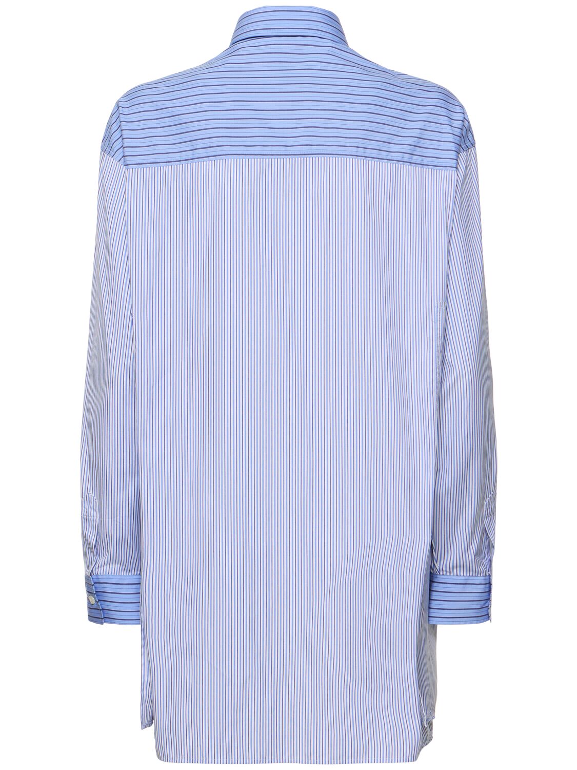 Shop Aspesi Striped Cotton Poplin Shirt In White,blue