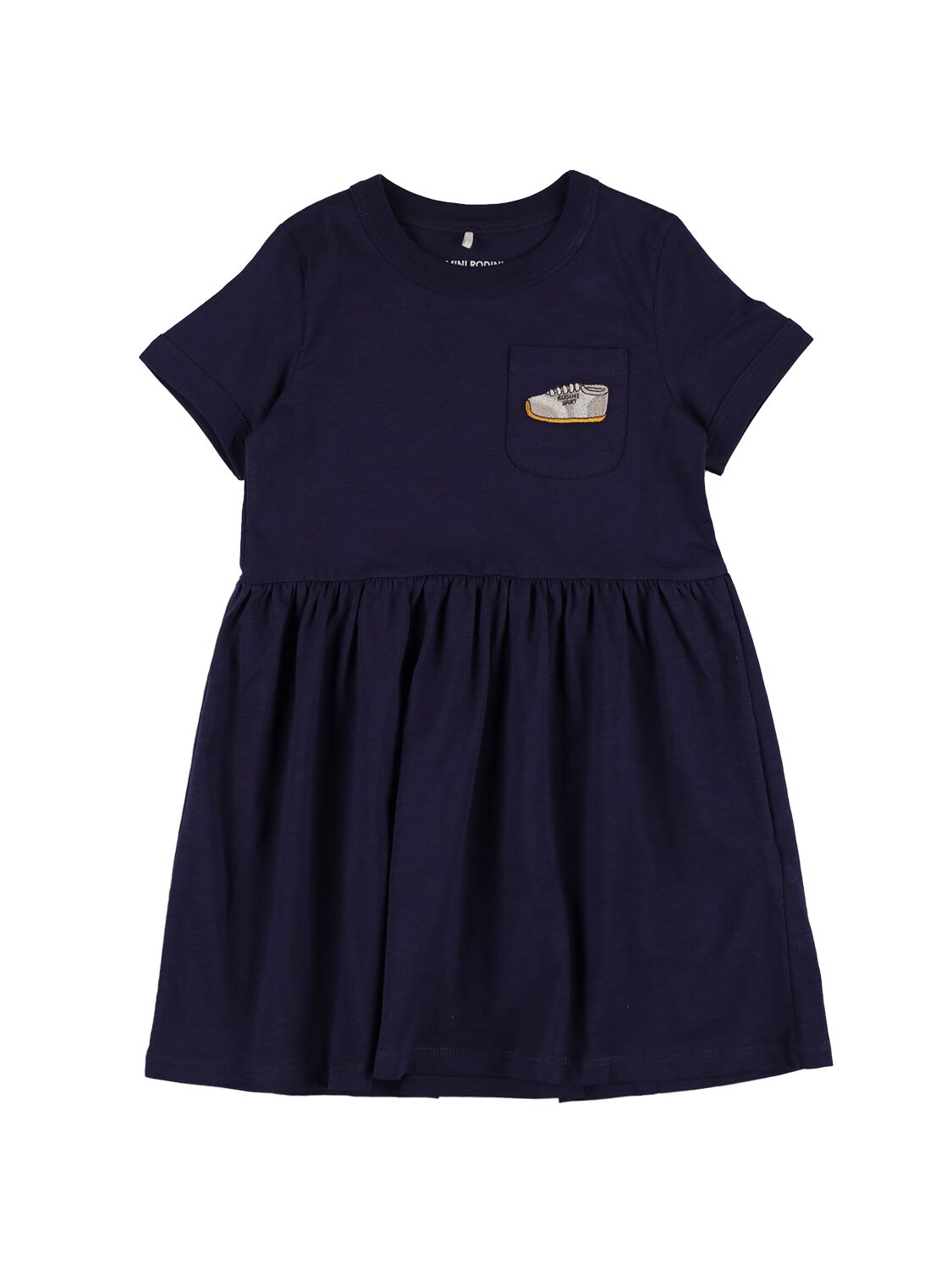 Mini Rodini Babies' Embroidered Cotton Dress In Navy