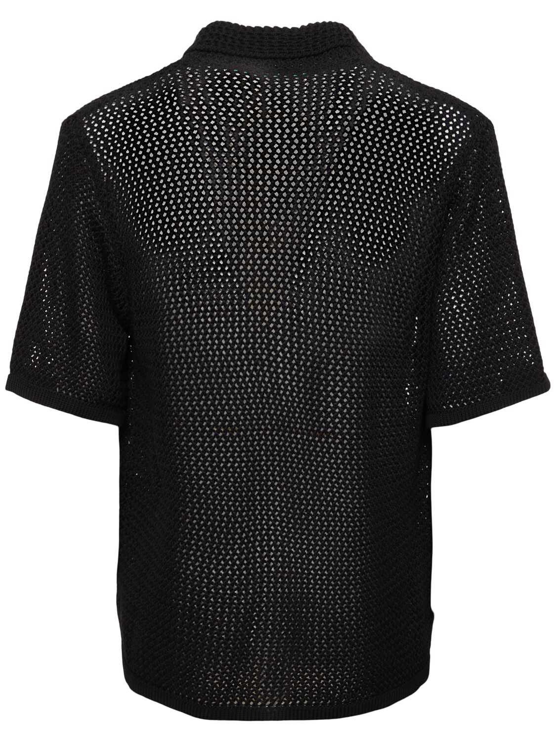 Shop Garment Workshop Knitted Crochet Short Sleeve Shirt In Chaos Black