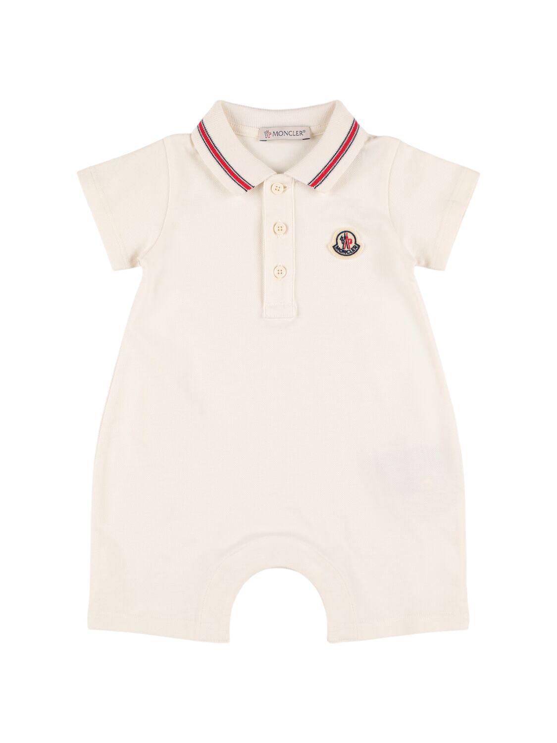 Moncler Babies' Logo Patch Cotton Blend Romper In White