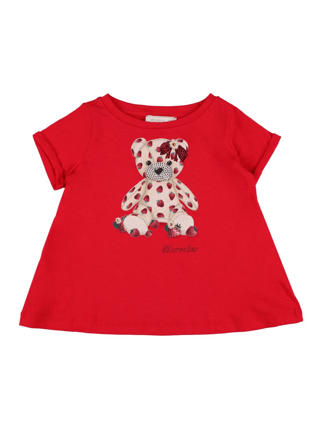 Monnalisa Kids' Printed Cotton Jersey Maxi T-shirt In Red