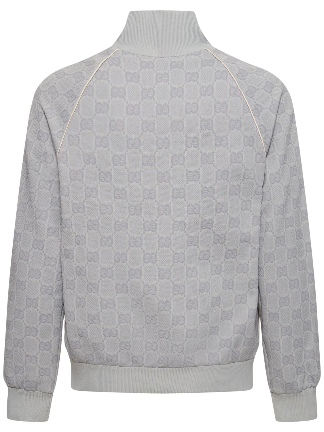 Shop Gucci Gg Details Nylon Zip-up Jacket In Light Grey