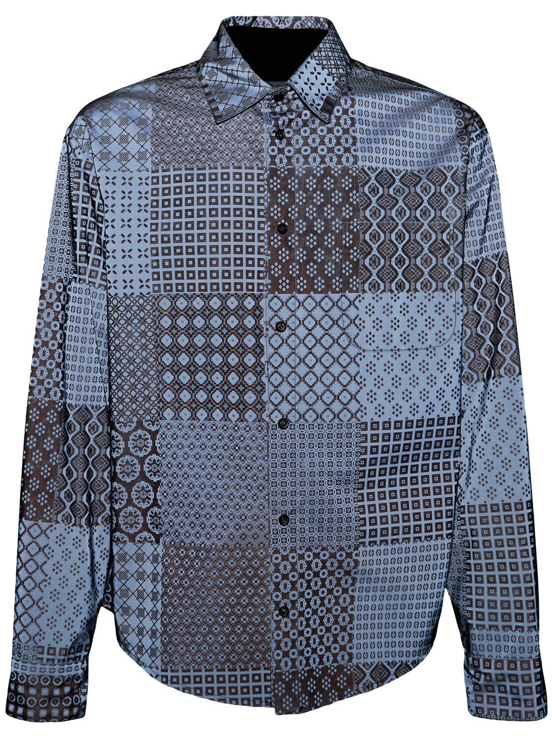 Shop 4sdesigns Tie Print Reflective Fabric Shirt In Grey