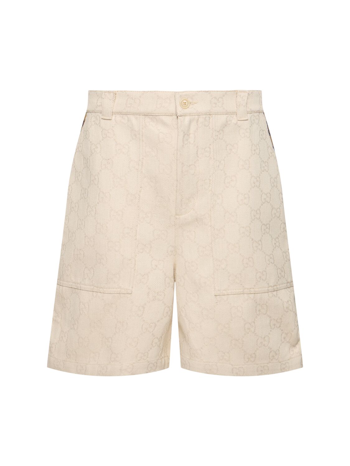Gucci Gg Web Details Canvas Shorts In Gray