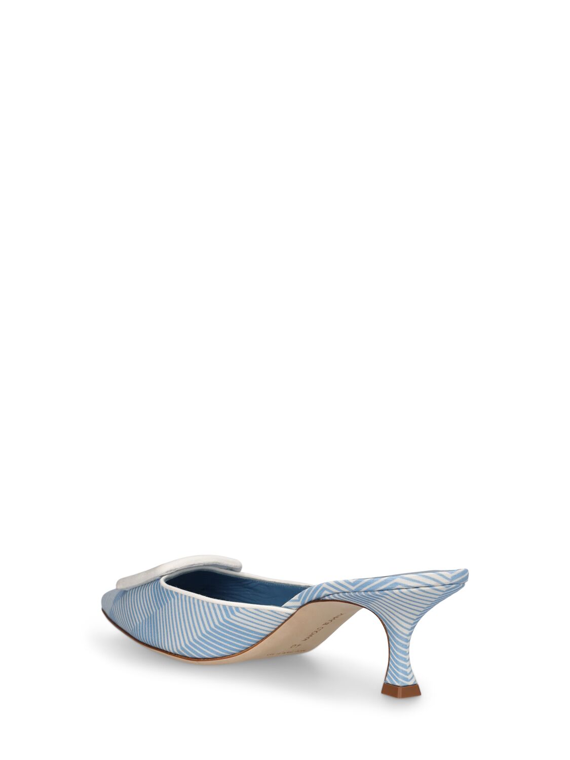 Shop Manolo Blahnik 50mm Maysalebi Grosgrain Mules In Light Blue,white