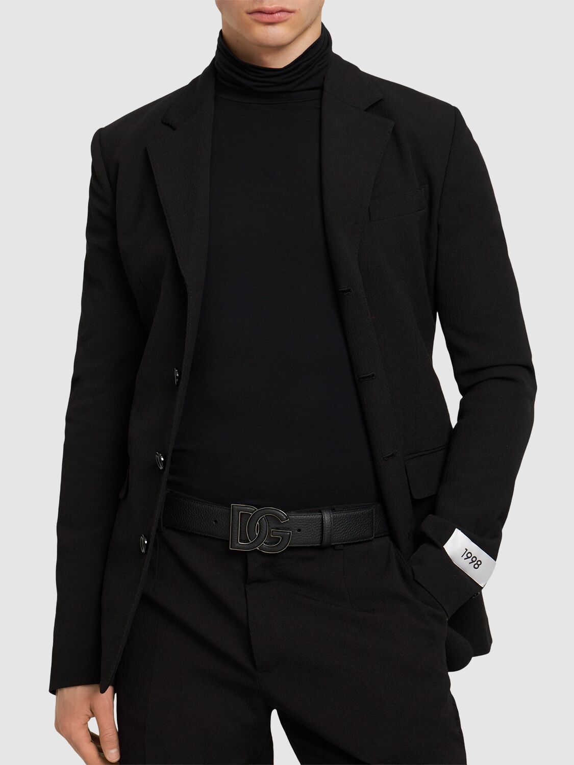 Shop Dolce & Gabbana 40mm Buckle Leather Belt In Black