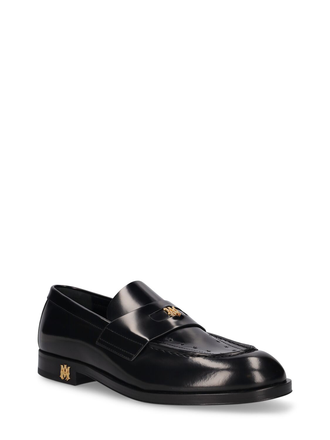 Shop Amiri Logo Leather Loafers In Black