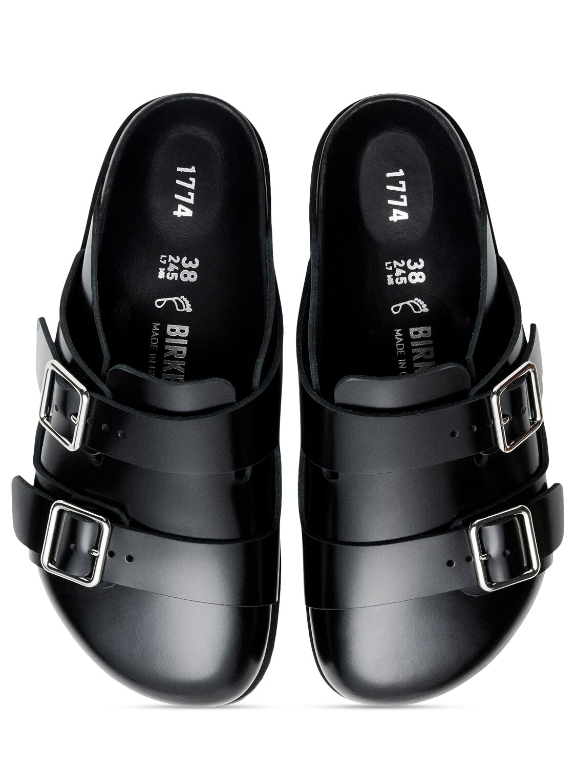 Shop Birkenstock 1774 222 West Shiny Leather Sandals In Black