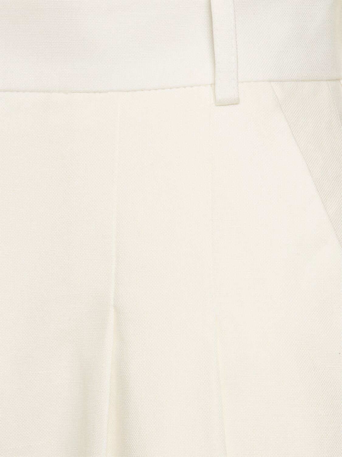 Shop Nina Ricci High Rise Linen Blend Wide Pants In White