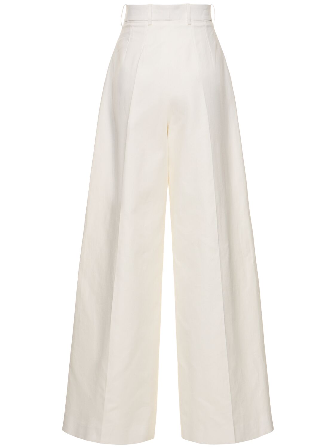 Shop Nina Ricci High Rise Linen Blend Wide Pants In White
