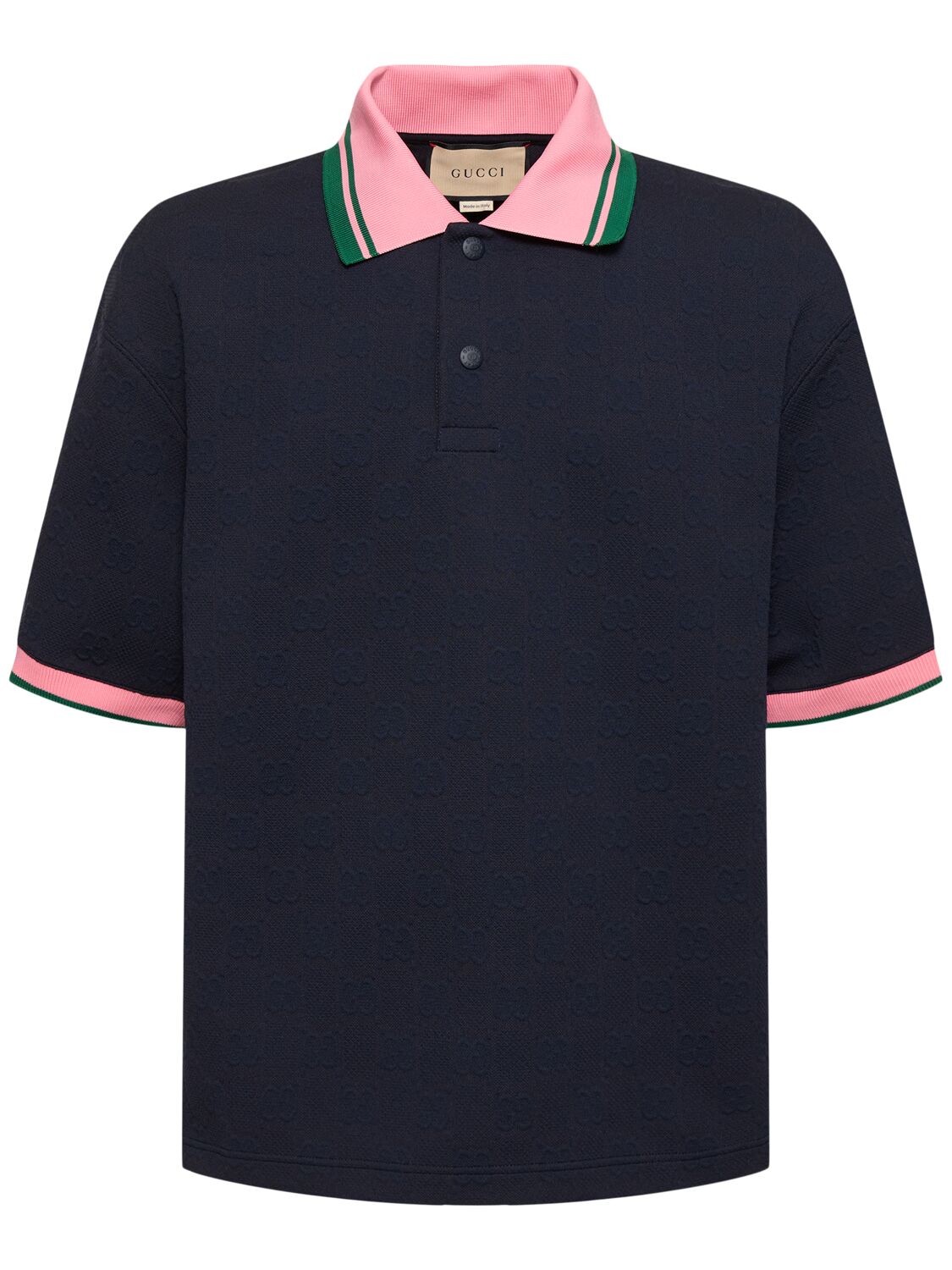 Gucci Gg Jacquard Polo Shirt In Navy