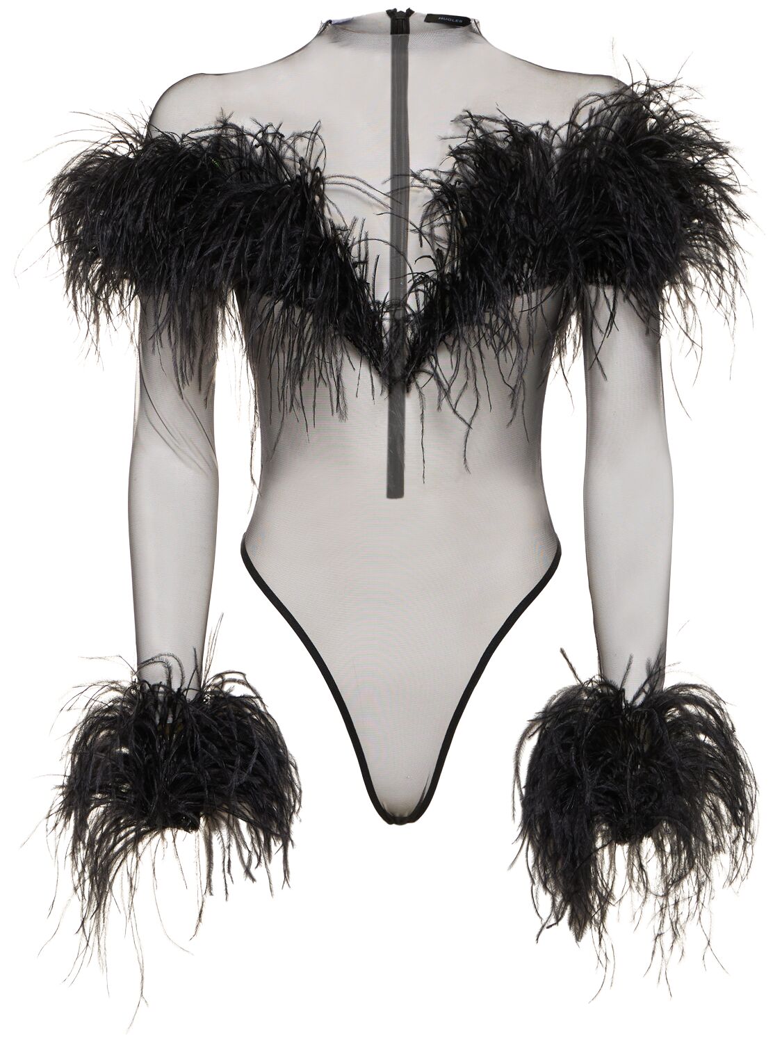 Tulle 
Feathers Long Sleeve Bodysuit