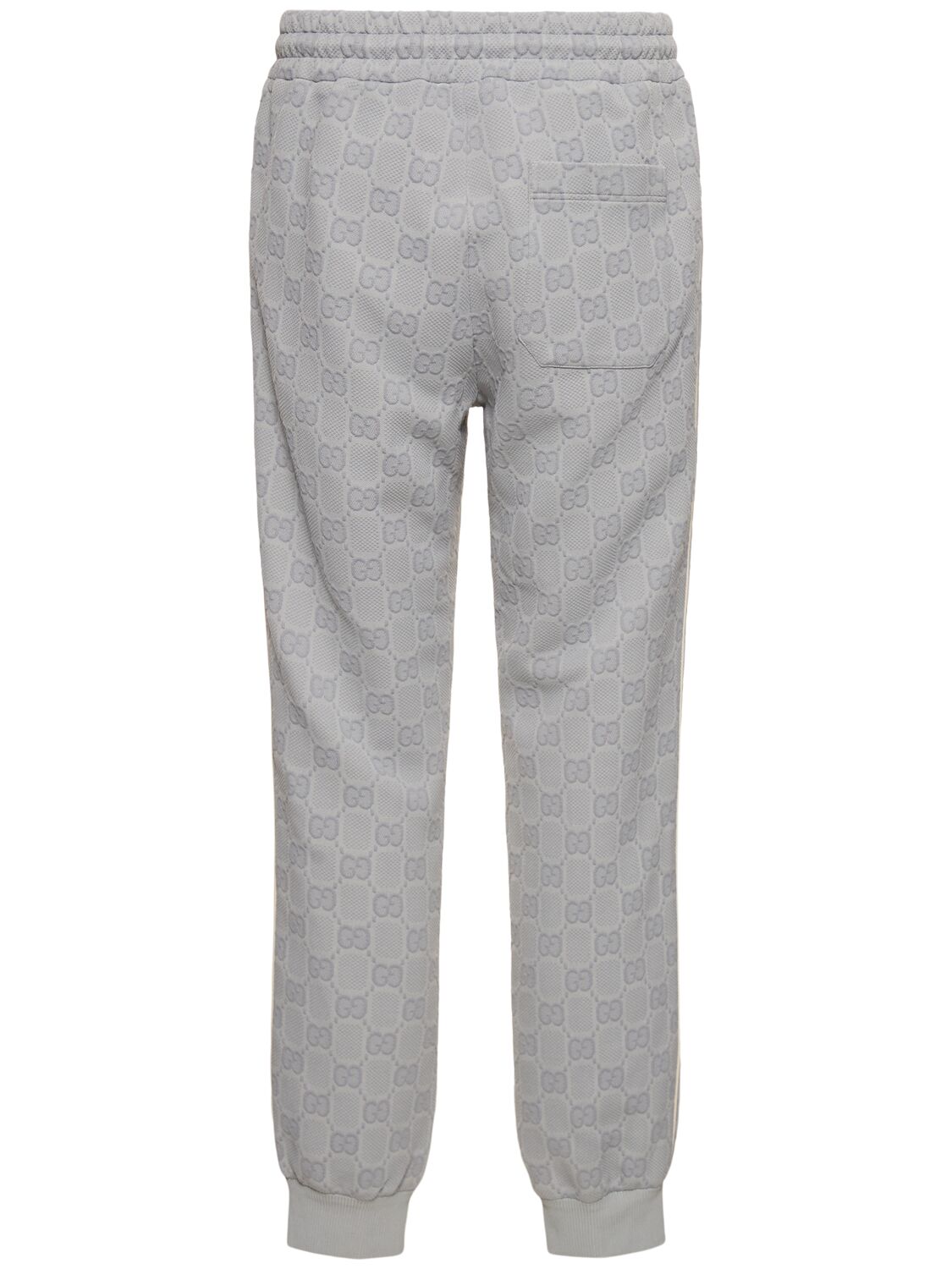 Shop Gucci Gg Detail Nylon Track Pants In Light Grey