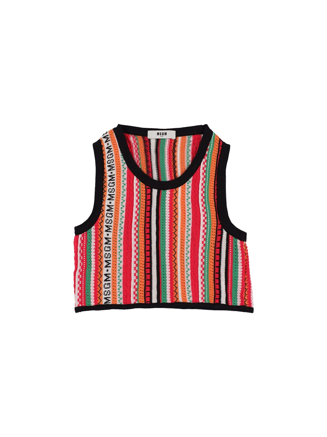 Msgm Kids' Knitted Cotton Top In Fuchsia
