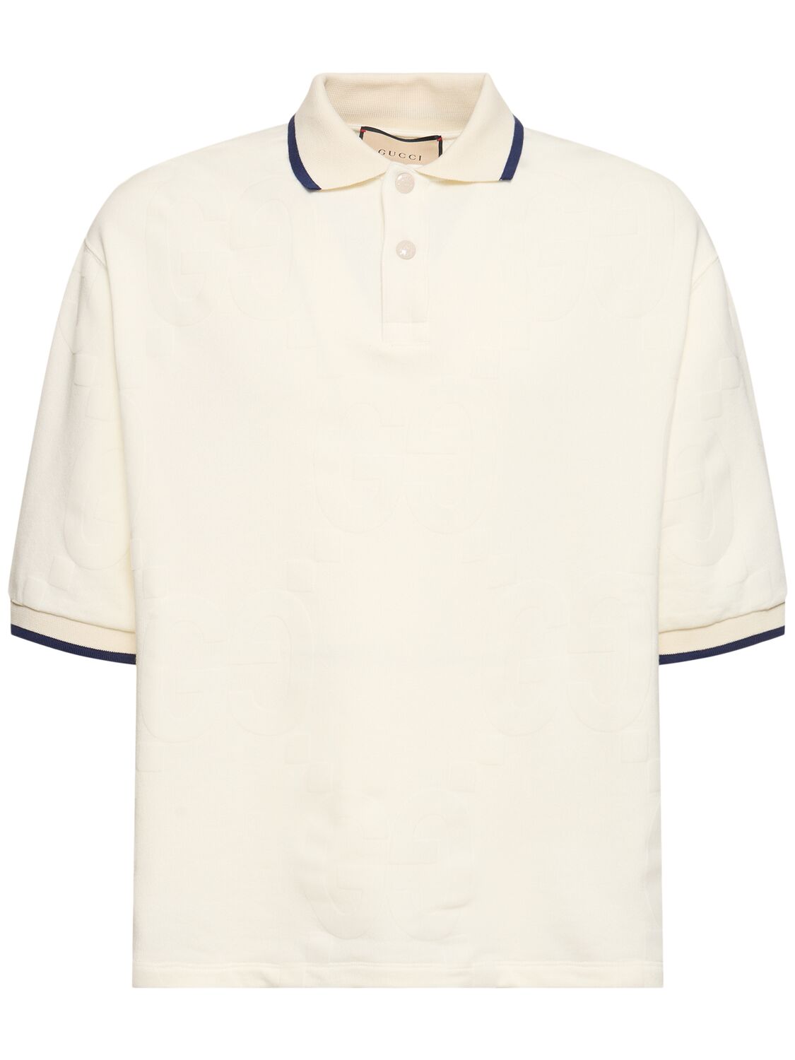 Gucci Light Felted Cotton Jersey Polo Shirt In White