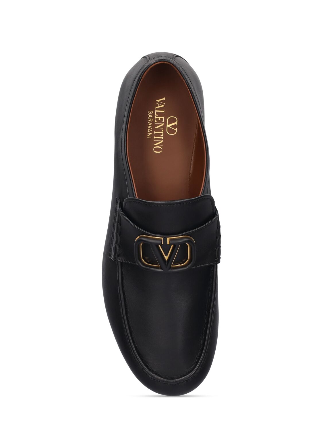 Shop Valentino Vlogo Signature Leather Loafers In Black