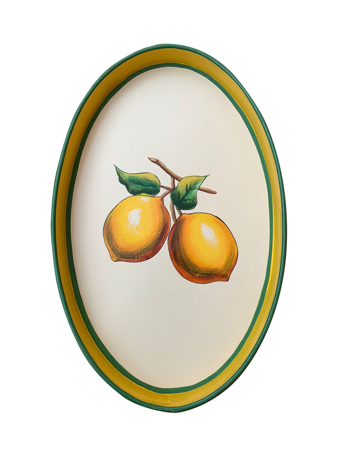 Les Ottomans Flora Hand-painted Iron Tray In Yellow