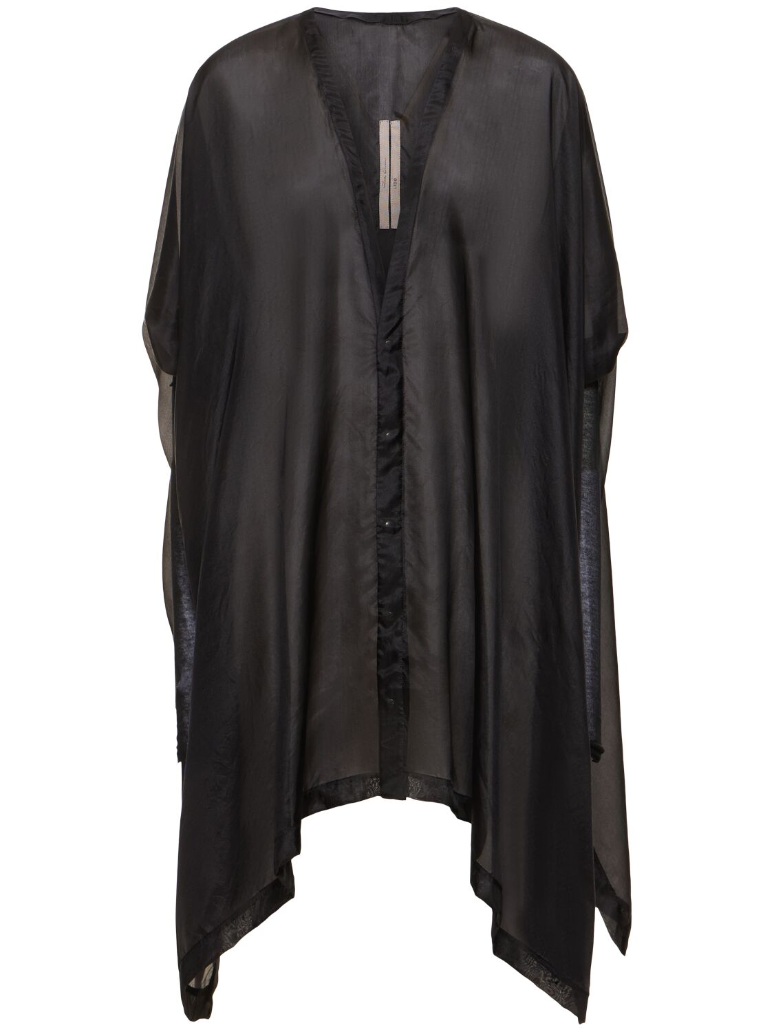 Rick Owens Zero Silk & Rib Jersey Long Sleeve Shirt In Black