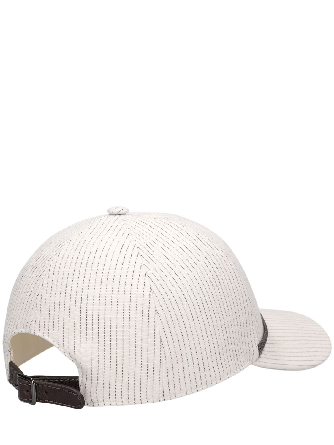 Shop Brunello Cucinelli Embellished Linen Blend Baseball Cap In White,brown