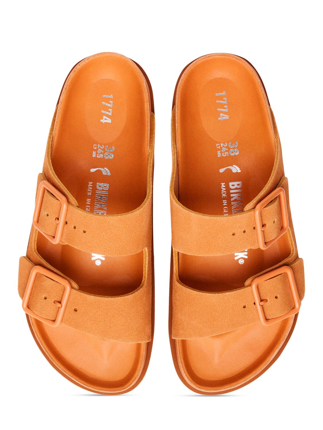 Shop Birkenstock 1774 Arizona Cazador Suede Sandals In Orange