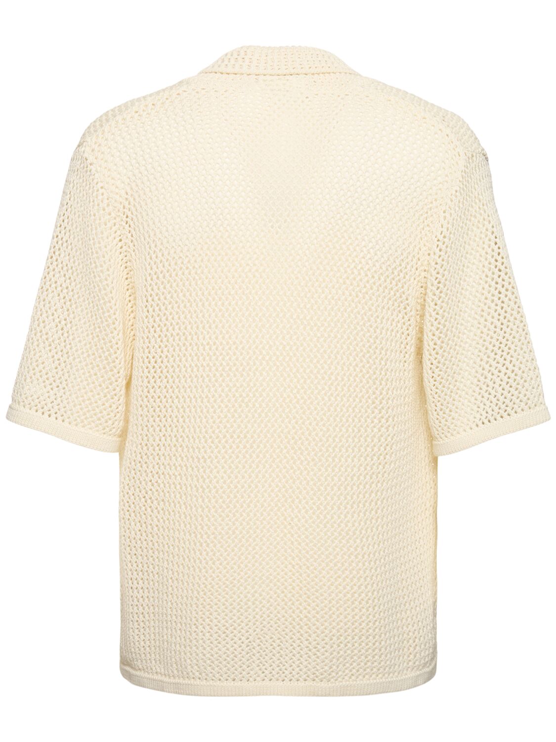 Shop Garment Workshop Knitted Crochet Short Sleeve Shirt In Heavy Cream