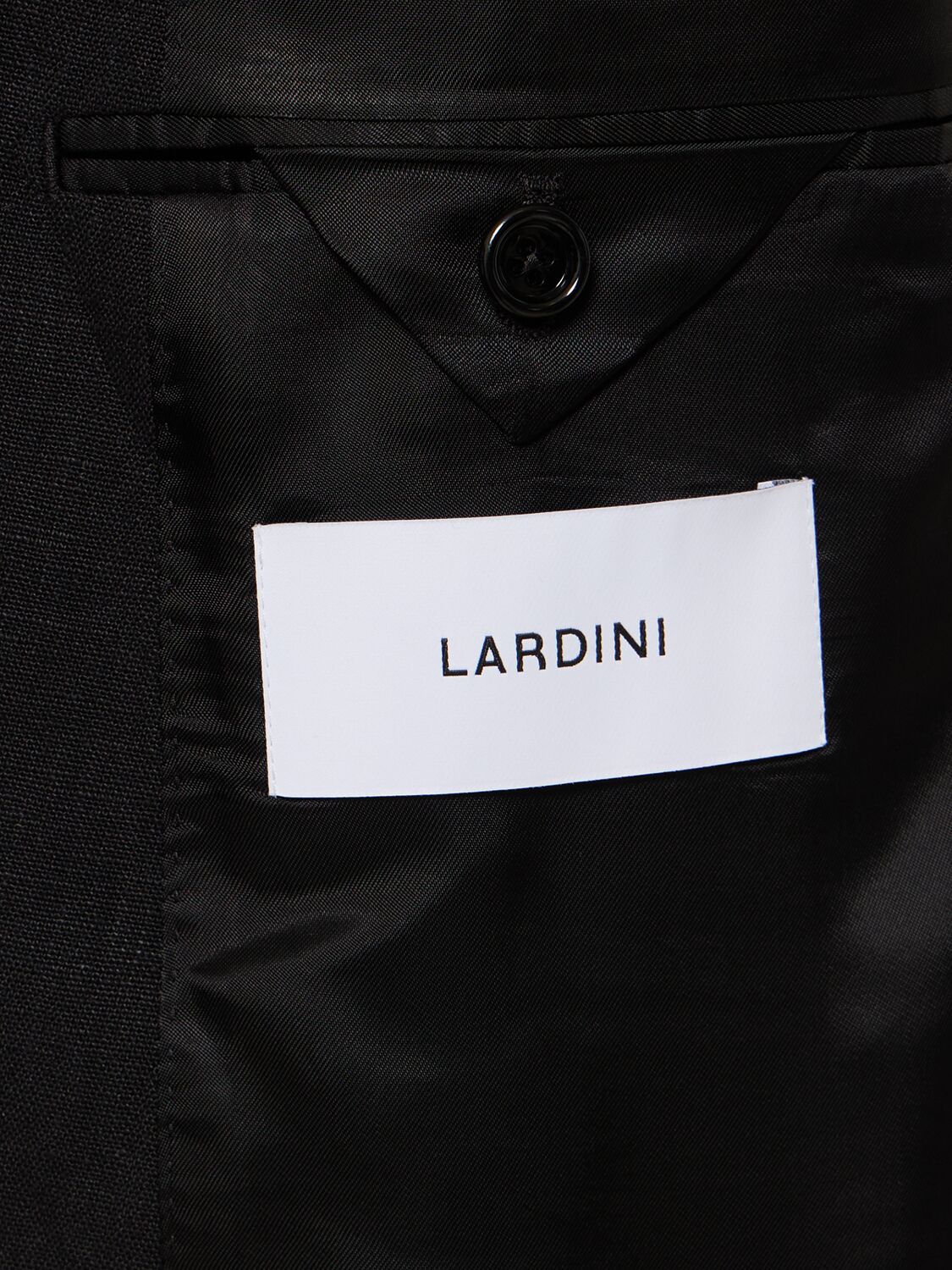 Shop Lardini Attitude Double Breast Linen Blazer In Black