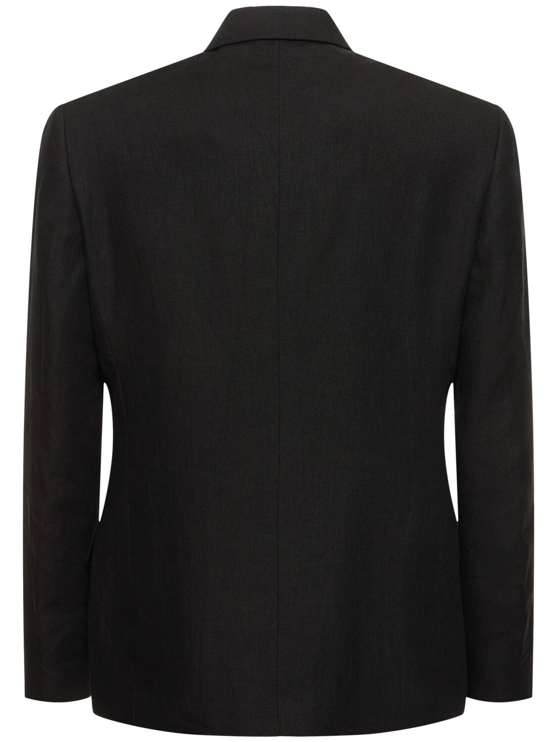 Shop Lardini Attitude Double Breast Linen Blazer In Black