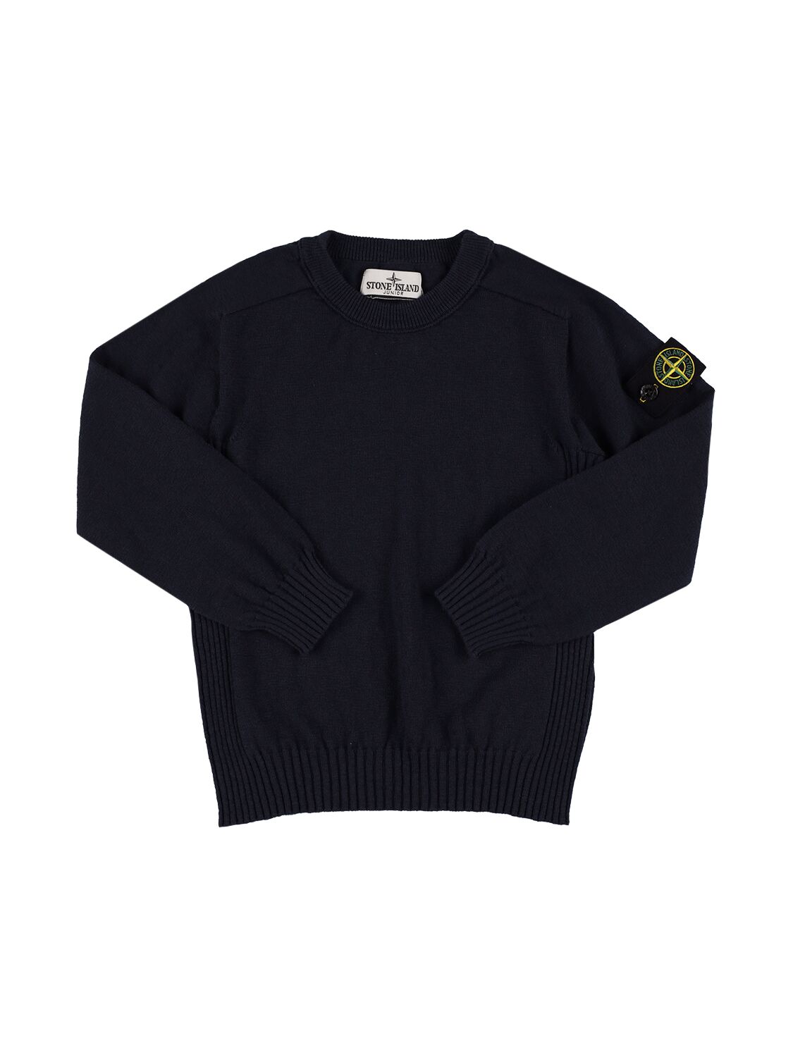 Stone Island Junior Cotton & Nylon Knit Sweater In Blue