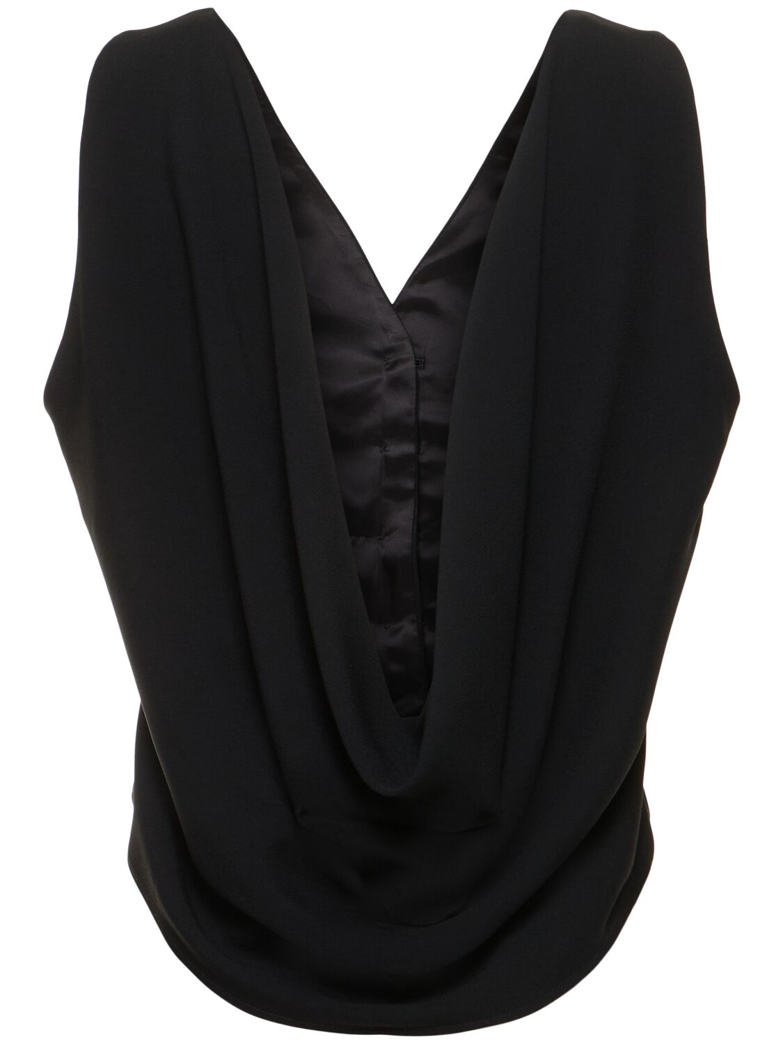 Shop Nina Ricci Draped Cady Open-back Vest In Black