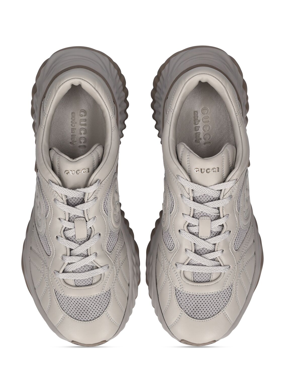 Shop Gucci 65mm Interlocking G Leather Sneakers In Grey