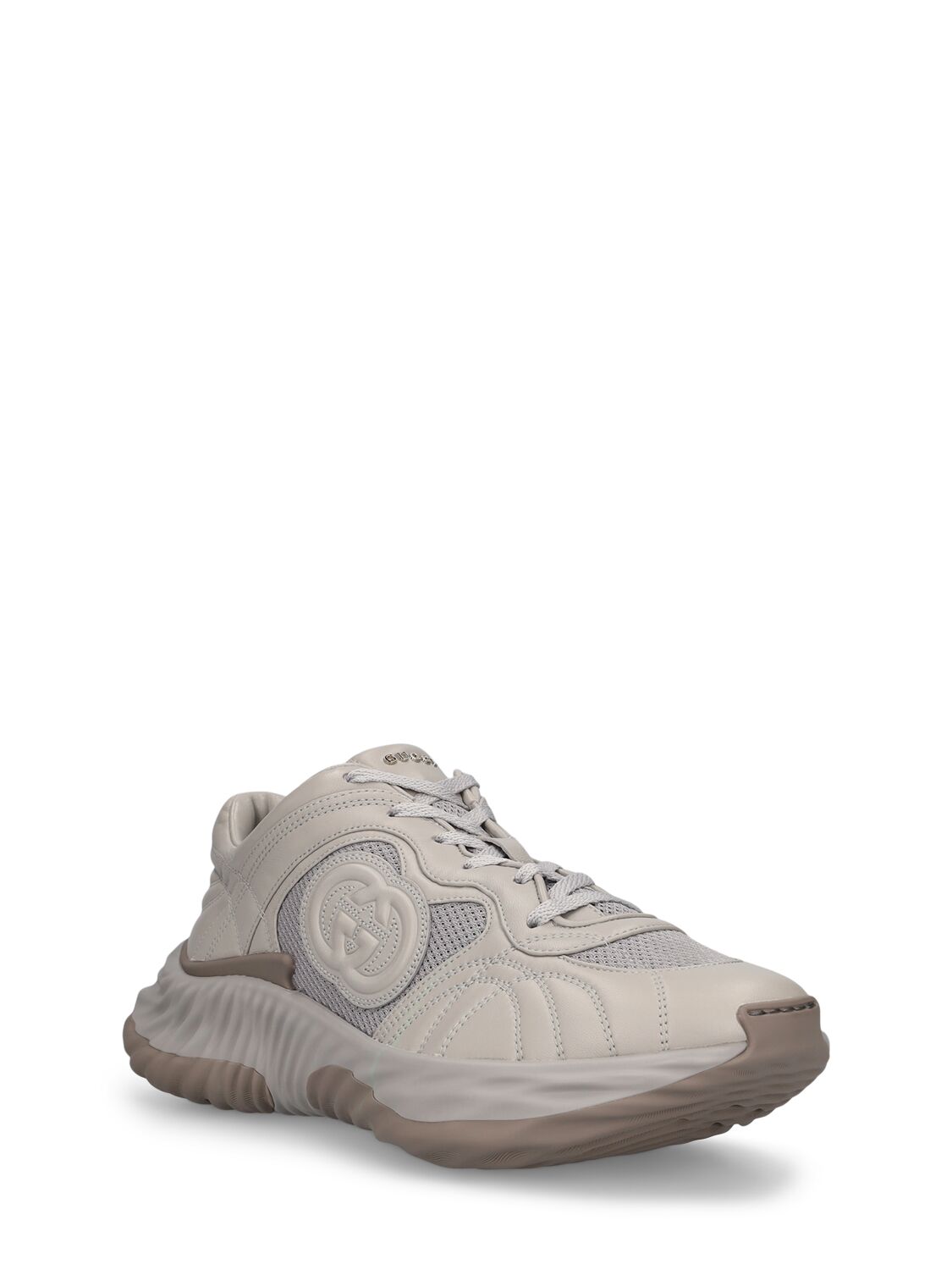 Shop Gucci 65mm Interlocking G Leather Sneakers In Grey