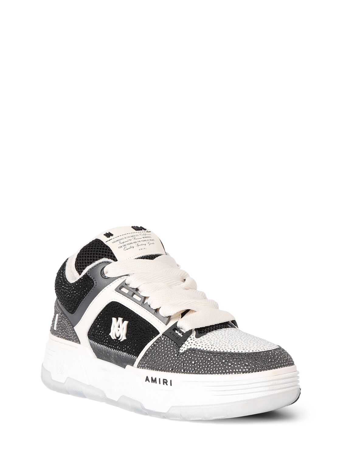 Shop Amiri Ma-1 Crystal Sneakers In Black/white