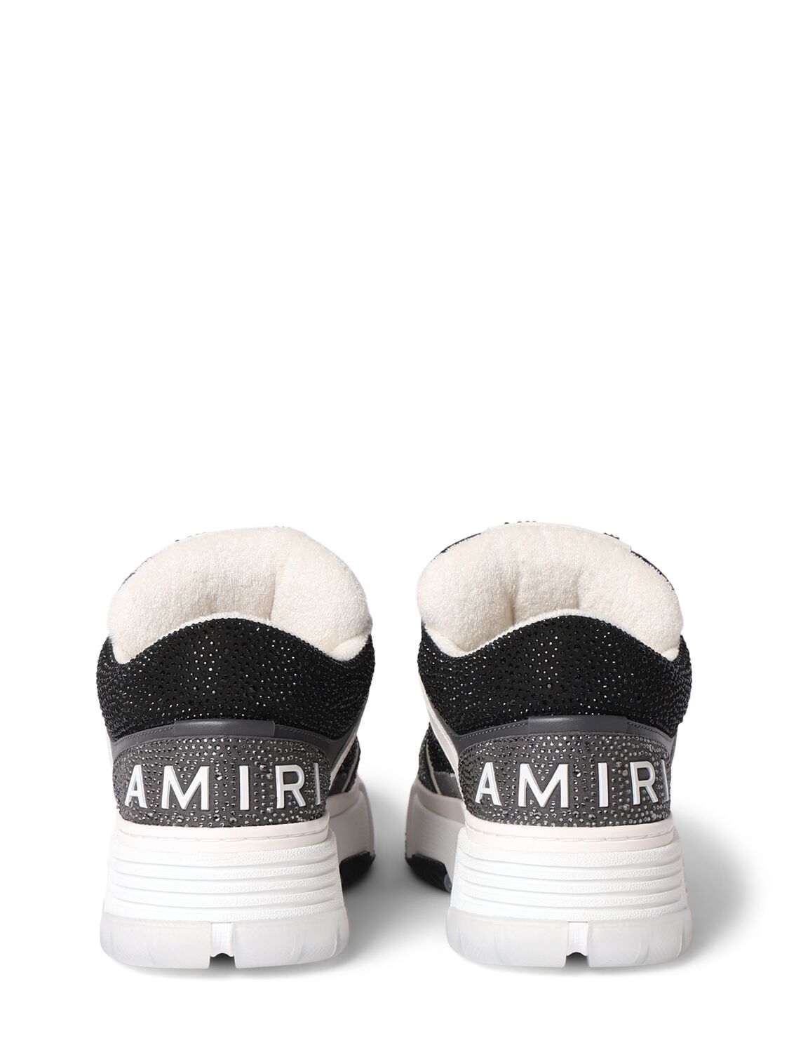 Shop Amiri Ma-1 Crystal Sneakers In Black/white