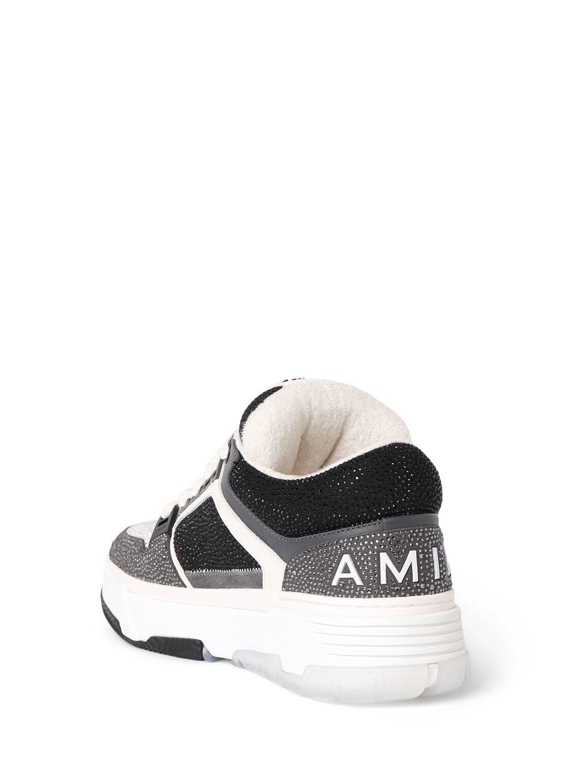 Shop Amiri Ma-1 Crystal Sneakers In Black/white